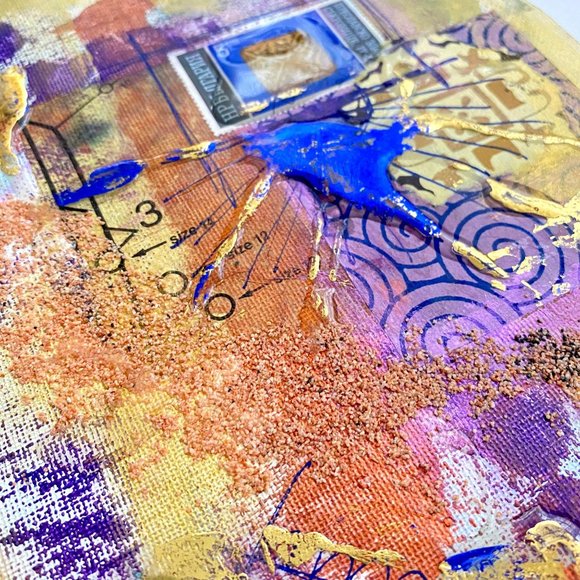 Golden March - Original Wall Art Mixed Media Painting 11"x14" Matted Decor - Picture 7 of 8